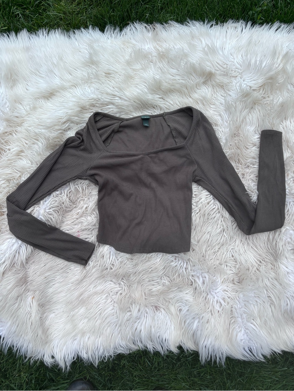 Olive Long sleeve crop top